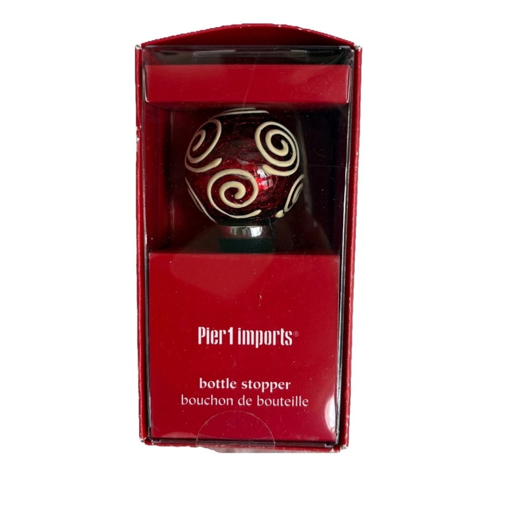 Pier 1 Red and Cream Swirl Bottle Stopper